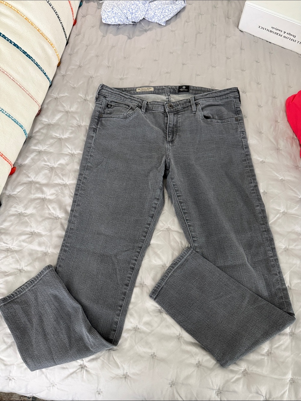 Ag Adriano Goldschmied Women's Gray Straight-Leg Jeans